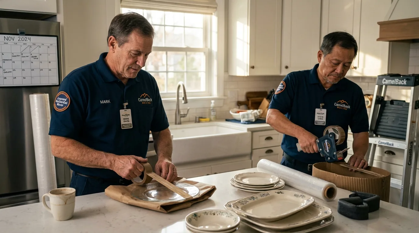 Professional crew packing kitchen dishware in Manhattan Beach, CA